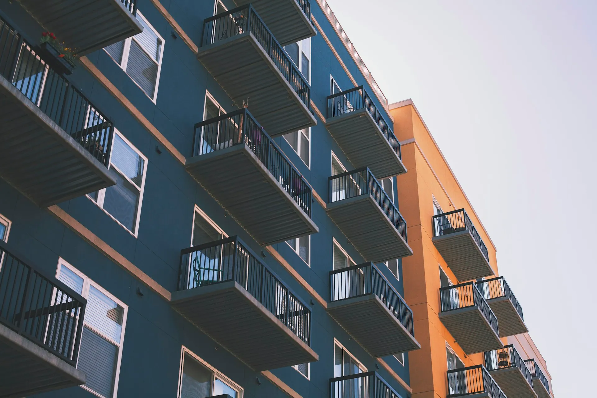 Modern apartment community in bright daylight